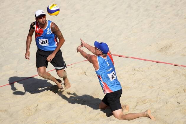 Beach volleyball Beachvolleyball - FIVB World Championships 2017 VIENNA,AUSTRIA,05.AUG.17 - BEACH VOLLEYBALL - FIVB World Championships, men. Image shows Nikita Liamin and Viacheslav Krasilnikov (RUS). GEPAxpictures xMaticxKlansek