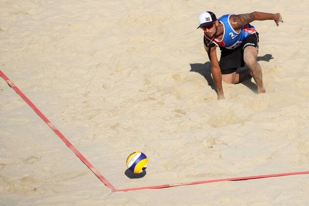 Beach volleyball Beachvolleyball - FIVB World Championships 2017 VIENNA,AUSTRIA,05.AUG.17 - BEACH VOLLEYBALL - FIVB World Championships, men. Image shows Viacheslav Krasilnikov (RUS). GEPAxpictures xMaticxKlansek