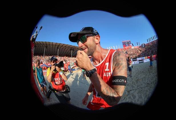 Beach volleyball Beachvolleyball - FIVB World Championships 2017 VIENNA,AUSTRIA,05.AUG.17 - BEACH VOLLEYBALL - FIVB World Championships. Image shows Clemens Doppler (AUT). GEPAxpictures xChristianxWalgram