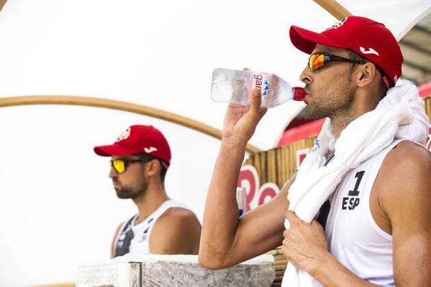 VIENNA, AUSTRIA - AUGUST 05: Pablo Herrera Allepuz of Spain seen during Day 9 of the FIVB Beach volleyball Beachvolleyball World Championships 2017 on August 5, 2017 in Vienna, Austria. (Photo by Michael Kunkel Hoch Zwei) Vienna Austria xHOCHxZWEIx