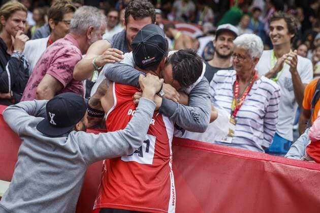 VIENNA, AUSTRIA - AUGUST 06: Clemens Doppler of Austria seen during Day 10 of the FIVB Beach volleyball Beachvolleyball World Championships 2017 on August 6, 2017 in Vienna, Austria. (Photo by Martin Steinthaler Hoch Zwei) Vienna Austria xHOCHxZWEIx