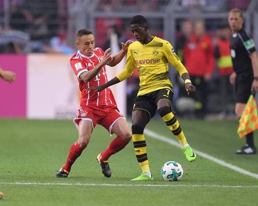 05.08.2017, Fussball GER, Supercup 2017, Finale in Dortmund, Borussia Dortmund - FC Bayern Muenchen, Ousmane Dembele (Borussia Dortmund), re., gegen Rafinha (Bayern Muenchen)