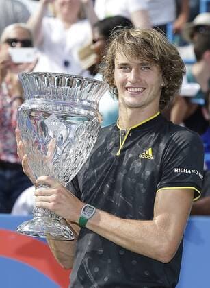 August 6, 2017: Alexander Zverev (GER) stands with the trophy during the final match at the 2017 Citi Open tennis tournament being played at Rock Creek Park Tennis Center in Washington, D.C. CSM Tennis: Citi Open 2017 AUG 06 - ZUMAc04_ 20170806_zaf_c04_109 Copyright: xJustinxCooperx