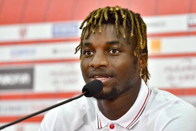 Allan Saint Maximin (OGC Nice) FOOTBALL : Nouvelles recrues de l OGC Nice - Conference de presse - Nice - 08 08 2017 NorbertScanella Panoramic 