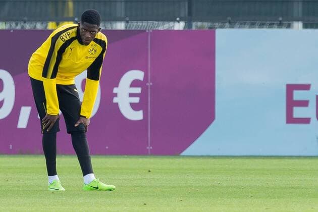 Dortmund, Germany, 2017-08-09, Training BV Borussia Dortmund, BVB, Ousmane Dembele (BVB) schaut ( DeFodi001