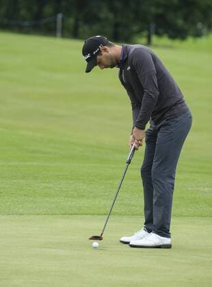 August 10th 2017, Galgorm Castle Golf Club, Galgorm, Northern Ireland; Northern Ireland Open, 1st Round; Moritz Lampert (GER) putts out on the 18th hole xNigelxCookex  ActionPlus11914055