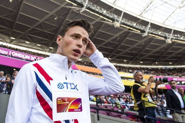 Leichtathletik, WM, Siegerehrung 400m Hürden Herren 170810 Norges Karsten Warholm under dag sju av friidrotts-VM den 10 augusti 2017 i London.  Copyright: JONxOLAVxNESVOLD BB170810JE006