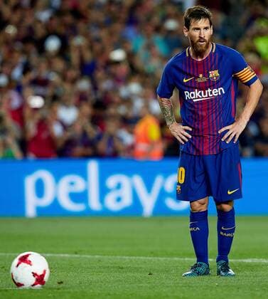 August 13th 2017, Nou Camp, Barcelona, Spain; Spanish Football Supercopa 1st Leg FC Barcelona Barca versus Real Madrid; Leo Messi of FC Barcelona looks on prior to a penalty kick to make it 1-1; xDavidxAliagax  ActionPlus11916336
