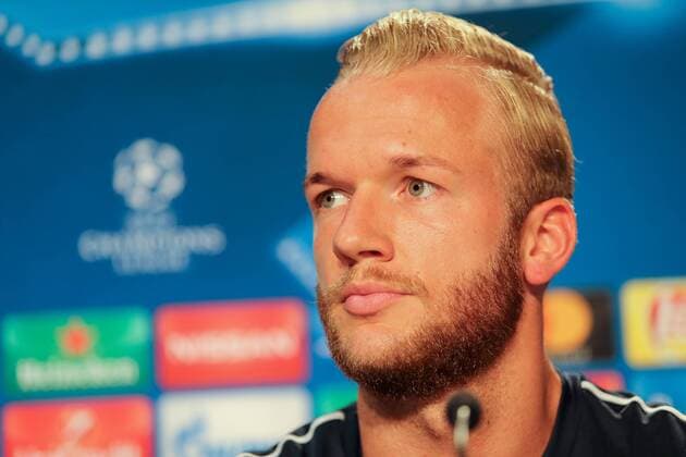 Kevin Vogt (Hoffenheim, 22), bei der Pressekonferenz am Vortag des Spiels, A bschlusspressekonferenz, PK, press conference PK Pressekonferenz Pressetermin, Medientermin,Porträt, Portrait, Fussball, UEFA Champions League Qualifikation, MD-1, TSG 1899 Hoffenheim - FC Liverpool, xozx