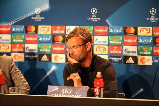 Sinsheim, Germany 14.08.2017, UEFA Champions League - 2017 18 Season, Erste Play-off-Runde, Pressekonferenz und Training zum Spiel TSG 1899 Hoffenheim - FC Liverpool, Trainer Jürgen Klopp (Liverpool) ( DeFodi506