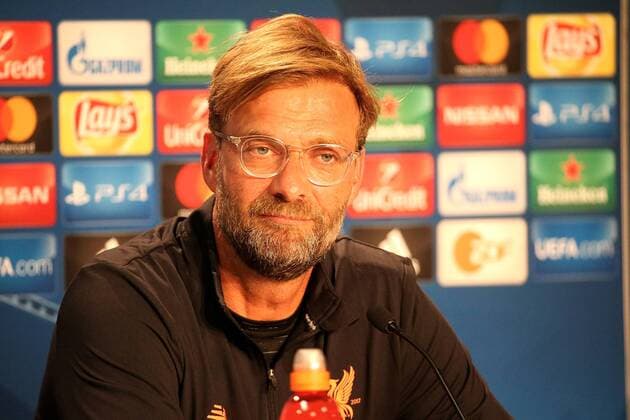 Sinsheim, Germany 14.08.2017, UEFA Champions League - 2017 18 Season, Erste Play-off-Runde, Pressekonferenz und Training zum Spiel TSG 1899 Hoffenheim - FC Liverpool, Trainer Jürgen Klopp (Liverpool) ( DeFodi506