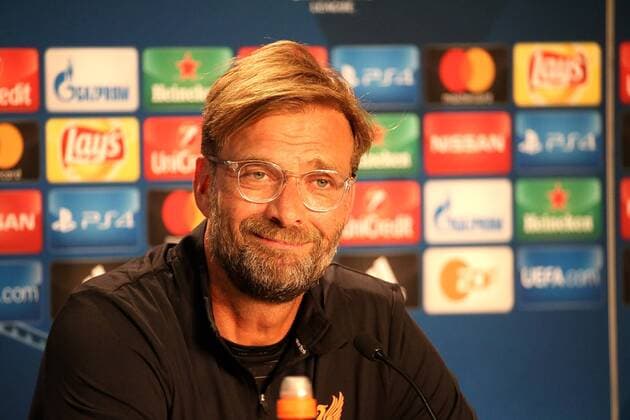 Sinsheim, Germany 14.08.2017, UEFA Champions League - 2017 18 Season, Erste Play-off-Runde, Pressekonferenz und Training zum Spiel TSG 1899 Hoffenheim - FC Liverpool, Trainer Jürgen Klopp (Liverpool) ( DeFodi506