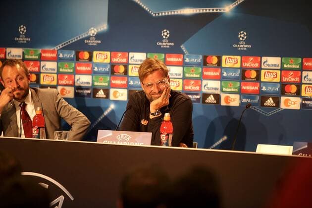 Sinsheim, Germany 14.08.2017, UEFA Champions League - 2017 18 Season, Erste Play-off-Runde, Pressekonferenz und Training zum Spiel TSG 1899 Hoffenheim - FC Liverpool, Trainer Jürgen Klopp (Liverpool) ( DeFodi506