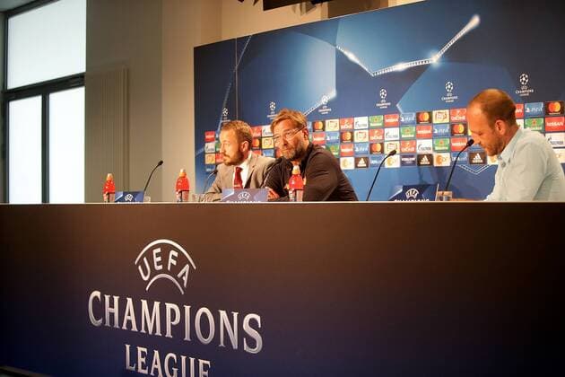 Sinsheim, Germany 14.08.2017, UEFA Champions League - 2017 18 Season, Erste Play-off-Runde, Pressekonferenz und Training zum Spiel TSG 1899 Hoffenheim - FC Liverpool, Trainer Jürgen Klopp (Liverpool) ( DeFodi506