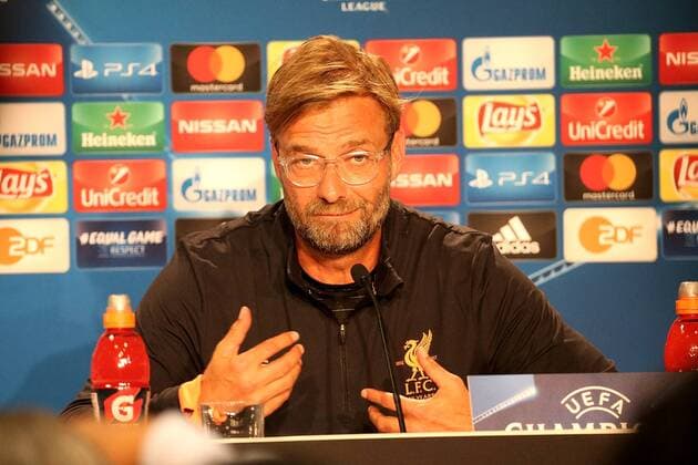 Sinsheim, Germany 14.08.2017, UEFA Champions League - 2017 18 Season, Erste Play-off-Runde, Pressekonferenz und Training zum Spiel TSG 1899 Hoffenheim - FC Liverpool, Trainer Jürgen Klopp (Liverpool) ( DeFodi506