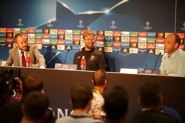Sinsheim, Germany 14.08.2017, UEFA Champions League - 2017 18 Season, Erste Play-off-Runde, Pressekonferenz und Training zum Spiel TSG 1899 Hoffenheim - FC Liverpool, Trainer Jürgen Klopp (Liverpool) ( DeFodi506