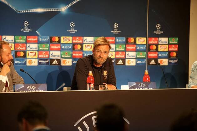 Sinsheim, Germany 14.08.2017, UEFA Champions League - 2017 18 Season, Erste Play-off-Runde, Pressekonferenz und Training zum Spiel TSG 1899 Hoffenheim - FC Liverpool, Trainer Jürgen Klopp (Liverpool) ( DeFodi506