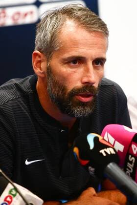 SOCCER - EL quali, Viitorul vs RBS CONSTANTA,ROMANIA,16.AUG.17 - SOCCER - UEFA Europa League qualification, Viitorul Constanta vs Red Bull Salzburg, preview, press conference PK Pressekonferenz RBS. Image shows head coach Marco Rose (RBS). GEPAxpictures xFelixxRoittner