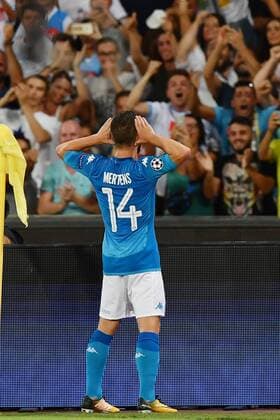 Bilder des Tages - SPORT As Napoli 16 08 2017 - Champions League Napoli-Nizza foto Antonello Sammarco Image nella foto: esultanza gol Dries Mertens 
