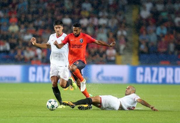Medipol Basaksehir s Gael Clichy during Medipol Basaksehir - Sevilla UEFA Champions League Play - Off 1st round game at Istanbul Fatih Terim Stadium, 16th August, 2017.  Copyright: TolgaxAdanali STA1818