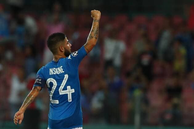 Esultanza di Lorenzo Insigne Napoli celebration Napoli 16-08-2017 Stadio San Paolo Napoli - Nice Uefa Champions League 2017 2018 Play Off Foto Cesare Purini Insidefoto cesarexpurini