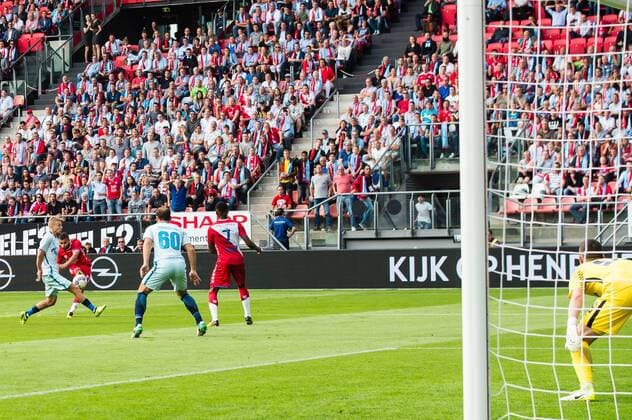 (L-R) Igor Smolnikov of FK Zenit St Petersburg, ,Zakaria Labyad of FC Utrecht Branislav Ivanovic of Zenit St Petersburg, Gyrano Kerk of FC Utrecht, goalkeeper Andrei Lunev of FK Zenit St Petersburg during the UEFA Europa League fourth round qualifying first leg match between FC Utrecht and FK Zenit St Petersburg at the Nieuw Galgenwaard Stadium on August 16, 2017 in Utrecht, The Netherlands FC Utrecht v FK Zenit St Petersburg UEFA Europa League 2017 2018 xVIxVIxImagesx xGerritxvanxKeulenxIVx 8489994