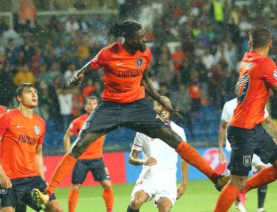 Emmanuel Adebayor of Basaksehir during the UEFA Champions League Play Off first leg football match Medipol Basaksehir vs FC Sevilla, on August 16 2017 at the Basaksehir Fatih Terim Stadium in Istanbul , Turkey. 