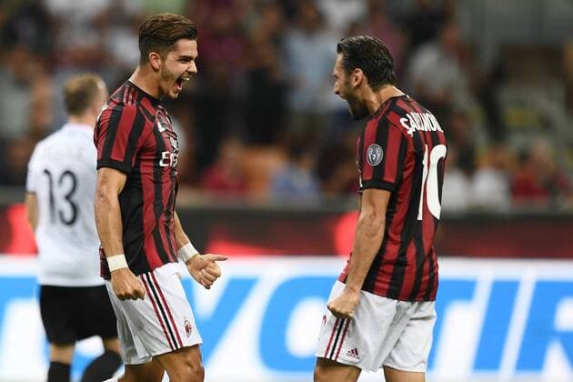 Mg Milano 17 08 2017 - Europa League Milan-Shkendija foto Matteo Gribaudi Image nella foto: esultanza gol Andre Silva 