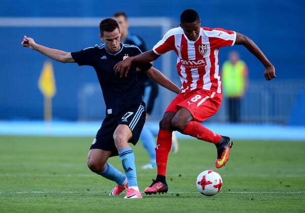 The first match of the playoffs to enter the UEFA Europa League, GNK Dinamo - KF Skenderbeu 17.08.2017., Croatia, Maksimir Stadium, Zagreb - The first match of the playoffs to enter the UEFA Europa League, GNK Dinamo - KF Skenderbeu. Nikola Moro, Bakary Nimaga.  MarkoxPrpic PIXSELL