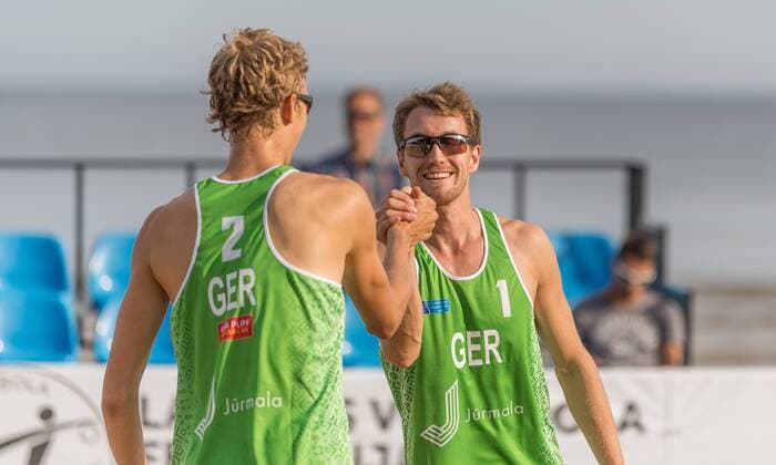 2017 CEV Beach volleyball Beachvolleyball European Championship EM Europameisterschaft Final am 18.08.2017 Lorenz Schuemann, Julius Thole (GER); 2017 CEV Beach Volleyball European Championship Final am 18.08.2017, Jurmala (Lettland). xPWx