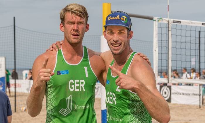 2017 CEV Beach volleyball Beachvolleyball European Championship EM Europameisterschaft Final am 18.08.2017 Alexander Walkenhorst, Sebastian Fuchs (GER); 2017 CEV Beach Volleyball European Championship Final am 18.08.2017, Jurmala (Lettland). xPWx