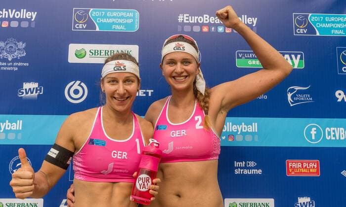 2017 CEV Beach volleyball Beachvolleyball European Championship EM Europameisterschaft Final Jurmala am 19.08.2017 Julia GROSSNER, Nadja GLENZKE (GER); 2017 CEV Beach Volleyball European Championship Final Jurmala am 19.08.2017, Jurmala (Lettland). xPWx