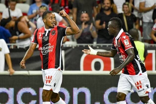 Joie - Alassane Plea (OGC Nice) - Jean Michael Seri (OGC Nice) FOOTBALL : OGC Nice vs Guingamp - Ligue 1 - Nice - 19 08 2017 NorbertScanella Panoramic 