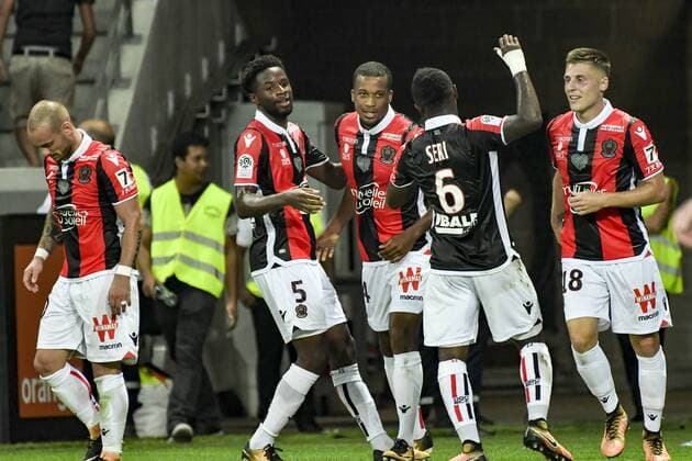 Joie - Alassane Plea (OGC Nice) - Jean Michael Seri (OGC Nice) FOOTBALL : OGC Nice vs Guingamp - Ligue 1 - Nice - 19 08 2017 NorbertScanella Panoramic 