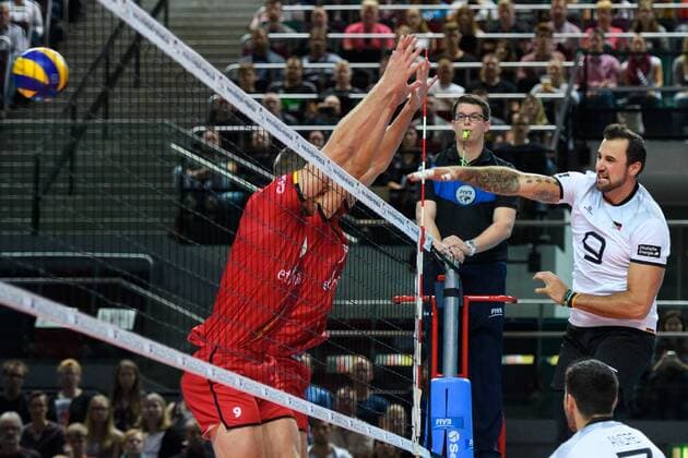 19.08.2017, ÖVB Arena, Bremen Volleyball, Länderspiel Laenderspiel, Deutschland vs. Belgien Angriff Georg Grozer ( 9 GER)