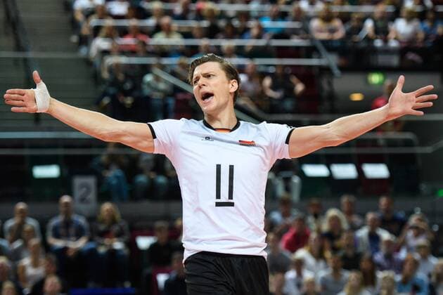Bilder des Tages - SPORT 19.08.2017, ÖVB Arena, Bremen Volleyball, Länderspiel Laenderspiel, Deutschland vs. Belgien Lukas Kampa ( 11 GER)