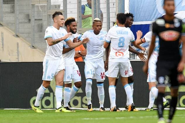 05 Lucas OCAMPOS (om) - 18 Jordan AMAVI (om) - 14 CLINTON NJIE (om) - JOIE FOOTBALL : Marseille vs Angers - Ligue 1 Conforama - 20 08 2017 FEP Panoramic 