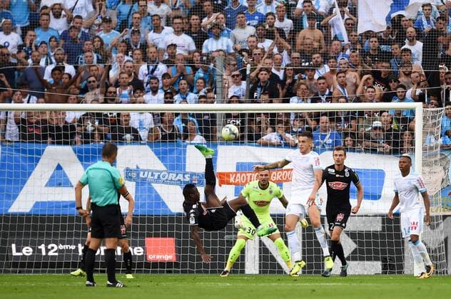 14 CLINTON NJIE (om) - 05 Lucas OCAMPOS (om) - 30 Alexandre LETELLIER (sco) - 24 ROMAIN THOMAS (sco) FOOTBALL : Marseille vs Angers - Ligue 1 Conforama - 20 08 2017 FEP Panoramic 