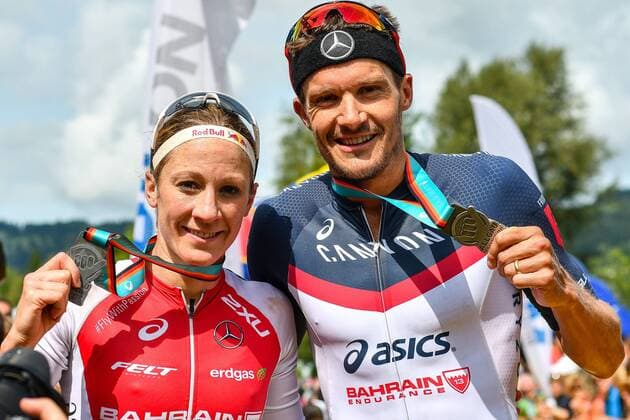 GER, 35. Allgäu Triathlon 20.08.2017, Bühl am Alpsee, Immenstadt i. Allgäu, GER, 35. Allgäu Triathlon, im Bild die Sieger im Allgäu Allgaeu Classic Wettbewerb Daniela Ryf (SUI, 115) und Jan Frodeno (GER, 444) nordphotoxHafner nph00200