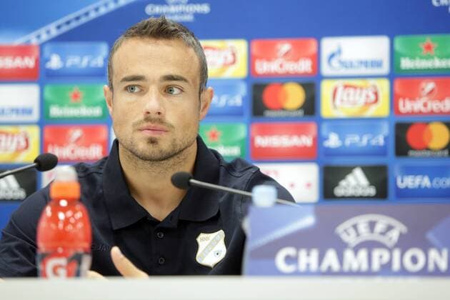 UEFA Champions League Play-offs - 2nd leg - HNK Rijeka press conference PK Pressekonferenz 21.08.2017., Rijeka, Croatia - Rijeka s player Zoran Kvrzic during a press conference about the second leg of Champions League s qualifer match between HNK Rijeka and Olympiacos F.C. in Rijeka, Croatia, 21 August 2017.  NelxPavletic PIXSELL