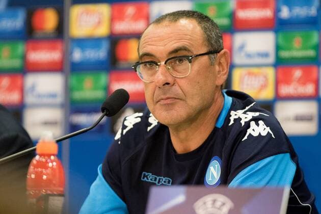 Fußball, CL Quali, SSC Neapel Pressekonferenz August 21, 2017 - Nice, France - Napoli s Italian coach Maurizio Sarri gives a press conference PK Pressekonferenz on August 21, 2017, at the Allianz Riviera stadium in Nice, southeastern France, on the eve of the UEFA Champions League play-off football match between Nice and Napoli. SSC Napoli press conference - UEFA Champions League Qualifying  - ZUMAn230 20170821_zaa_n230_250 Copyright: xPaoloxManzox