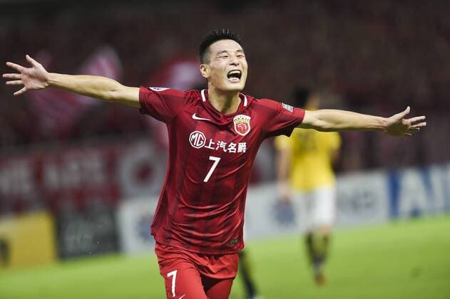 SHANGHAI, CHINA - AUGUST 22: Wu Lei 7 of Shanghai SIPG celebrates a point during 2017 AFC Champions League 2017 Quarterfinals 1st leg between Shanghai SIPG and Guangzhou Evergrande at Shanghai Stadium on August 22, 2017 in Shanghai, China.  Copyright: xVCGx CFP111123982453 