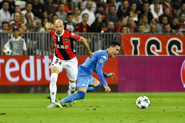 Christophe Jallet (OGC Nice) - Jose Callejon (Naples) FOOTBALL : Nice vs Naples - Ligue des Champions - Barrage Match Retour - Nice - 22 08 2017 NorbertScanella Panoramic 
