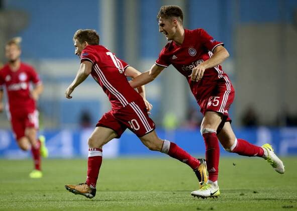 PXL_UEFA Champions League play-off, 2nd leg, HNK Rijeka v- FC Olympiacos 22.08.2017., HNK Rijeka Stadium, Rijeka, Croatia - UEFA Champions League play-off, 2nd leg, HNK Rijeka - FC Olympiacos.. Marko Marin, Panagiotis Retsos.  IgorxKralj PIXSELL