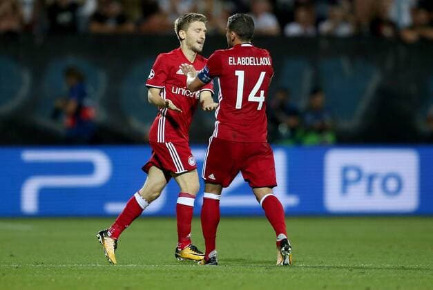 PXL_UEFA Champions League play-off, 2nd leg, HNK Rijeka v- FC Olympiacos 22.08.2017., HNK Rijeka Stadium, Rijeka, Croatia - UEFA Champions League play-off, 2nd leg, HNK Rijeka - FC Olympiacos. Marko Marin, Omar Elabdellaoui.  IgorxKralj PIXSELL
