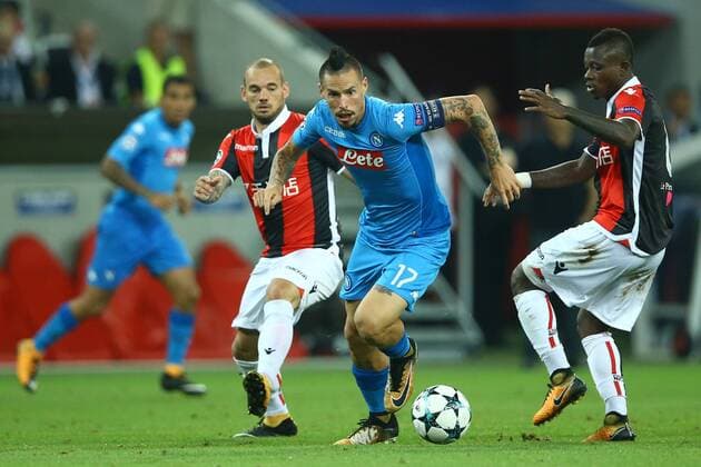 Fußball, CL Quali, OGC Nizza - SSC Neapel August 22, 2017 - Nice, France - Marek Hamsik of Napoli during the UEFA Champions League Qualifying Play-Offs round, second leg match, between OGC Nice and SSC Napoli at Allianz Riviera Stadium on August 22, 2017 in Nice, France. OGC Nice v SSC Napoli - Uefa Champions League Qualifying Play-offs - second leg  - ZUMAn230 20170822_zaa_n230_170 Copyright: xMatteoxCiambellix