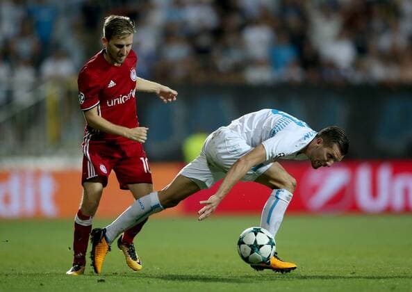 PXL_UEFA Champions League play-off, 2nd leg, HNK Rijeka - FC Olympiacos 22.08.2017., HNK Rijeka Stadium, Rijeka, Croatia - UEFA Champions League play-off, 2nd leg, HNK Rijeka - FC Olympiacos. Alexander Gorgon, Marko Marin.  IgorxKralj PIXSELL