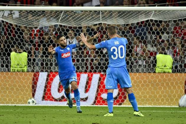 Fußball, CL Quali, OGC Nizza - SSC Neapel Joie Naples - Dries Martens (Naples) - Marko Rog (Naples) FOOTBALL : Nice vs Naples - Ligue des Champions - Barrage Match Retour - Nice - 22 08 2017 NorbertScanella Panoramic 