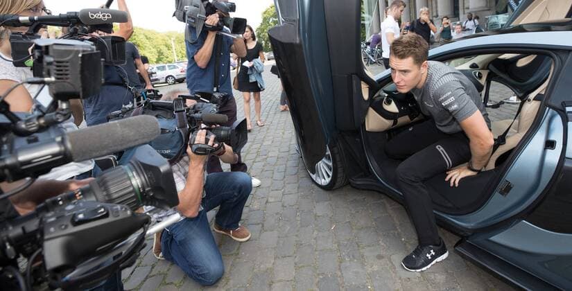 McLaren s Belgian driver Stoffel Vandoorne pictured during an event a week before the Spa formula one GP, in Brussels, Wednesday 23 August 2017. BENPOTxDOPPAGNE  x05151154x
