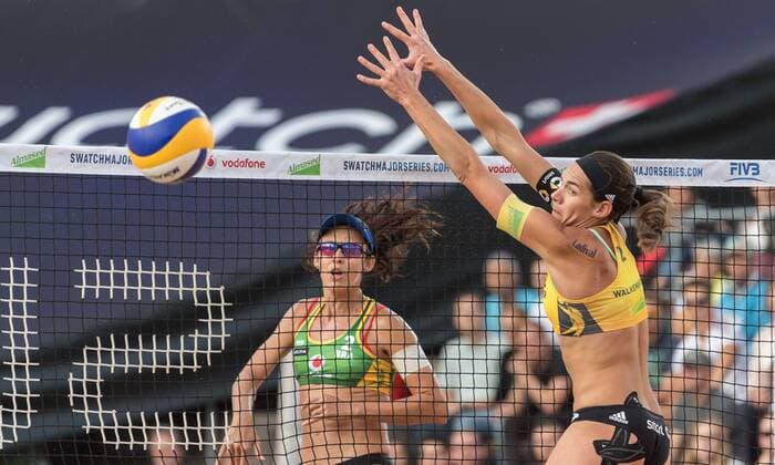 Swatch Beach volleyball Beachvolleyball FIVB World Tour Finals Hamburg am 23.08.2017 Talita Da Rocha Antunes (BRA), Kira Walkenhorst (GER); Swatch Beach Volleyball FIVB World Tour Finals Hamburg am 23.08.2017, Tennisstadion Am Rothenbaum Hamburg. xPWx